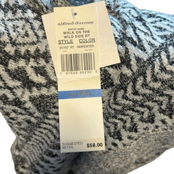 NWT Alfred Dunner Petite Walk On The Wild Side Cowl Neck Sweater Gray Size PXL - Picture 5 of 7